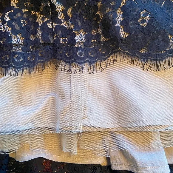 Black and tan lace strapless party dress by Robert Rodriguez-Neiman Marcus. NWT - Picture 2 of 8